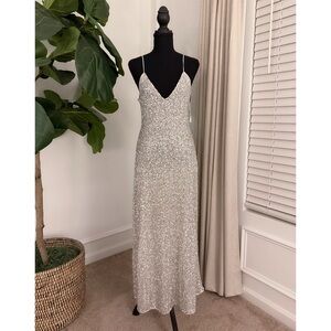 Zara Silver Sequin Maxi Dress